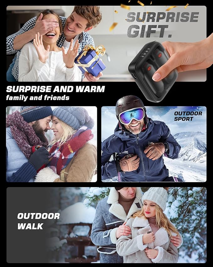 Kesguar Hand Warmers Rechargeable - 2 Pack 14000mAh AI Electric Hand Warmers with Charging Case, Magnetic 2 in 1 Pocket Handwarmers, Portable Heater Gifts for Women/Men/Golf/Camping/Hunting