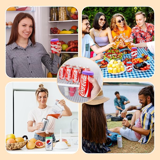 6 PCS Silicone Soda Can Lids,6 Color BPA-Free Reusable Silicone Can Covers, Can Stopper or Protector For Soda,Beer, Drink, Juice, Coke, Beverage, Can Lid, Cover or Protector Quasi Beverage Cans