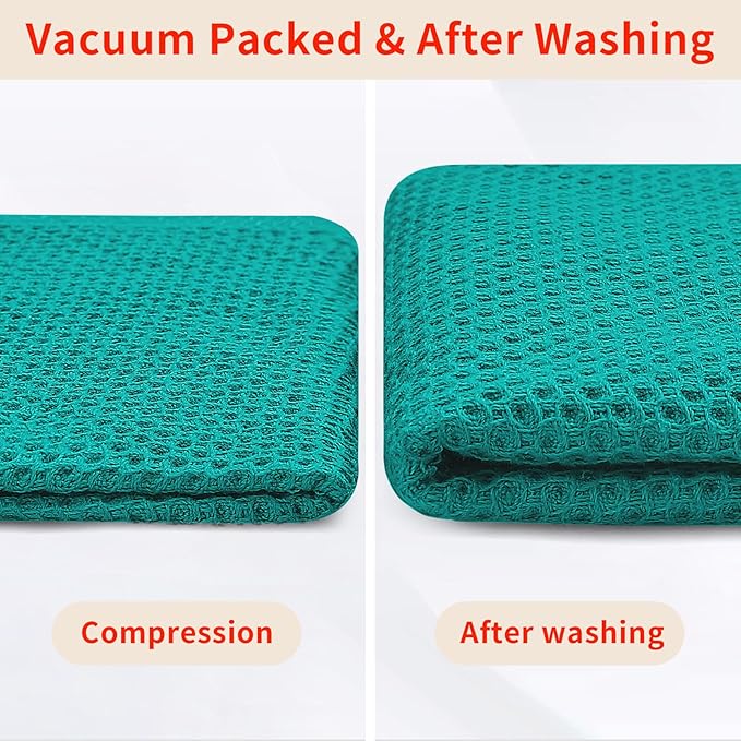 Homaxy 100% Cotton Waffle Weave Kitchen Dish Cloths, Ultra Soft Absorbent Quick Drying Dish Towels, 12 x 12 Inches, 12-Pack, Teal