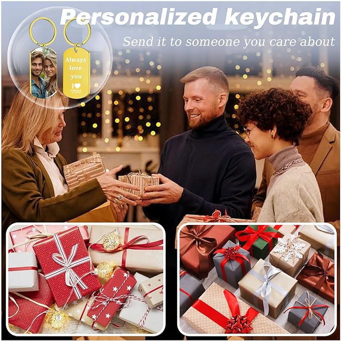 Custom Keychain Double Sided Personalized Picture Text Keychains Engraving Photo Key chains Gifts for Women Boyfriend