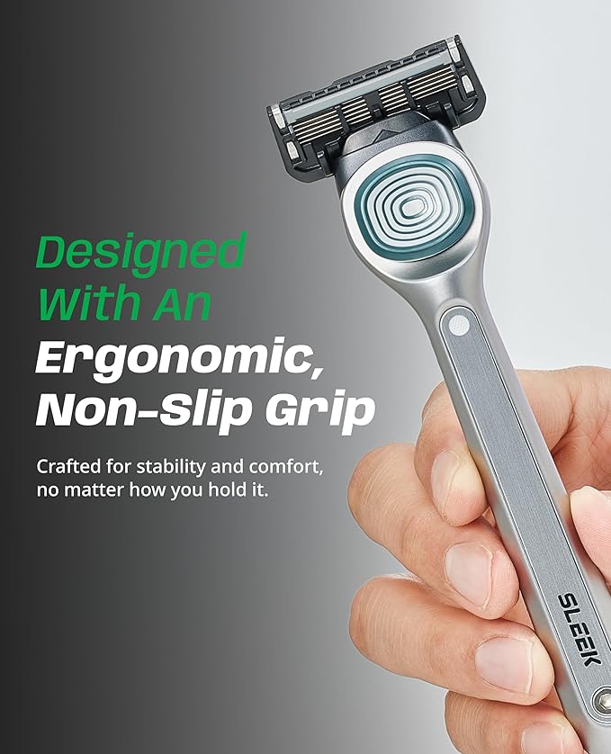 DORCO SLEEK Six Blade Razor System with Multi-Flex Technology Refill Set, Precision Shaving Razor Replacement Cartridge (8 Pack)