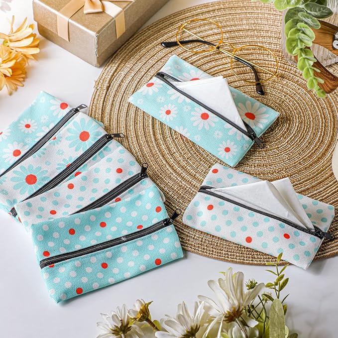 8 Pieces Purse Tissue Holder Reusable Travel Tissue Pouch Fabric Zipper Purse for Bag Car Office Home(Fresh)