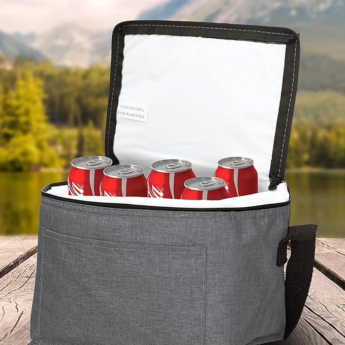 Insulated Cooler Lunch Bag Set of 10, Bulk Pack - Perfect for Work, Travel, Outdoor Events - Grey