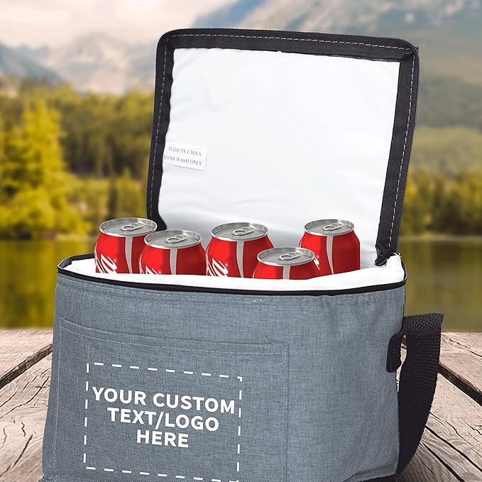 Custom Insulated Cooler Lunch Bag Set of 50, Personalized Bulk Pack - Perfect for Work, Travel, Outdoor Events - Grey