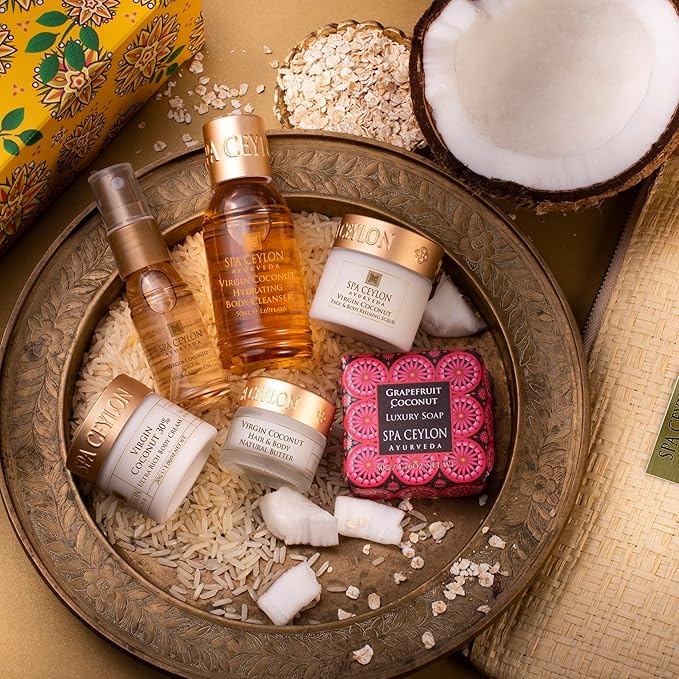 Spa Ceylon Virgin Coconut Home Spa Set | Body Care Set & Mini Travel Bag | Pamper Gift | Organic Bath Products