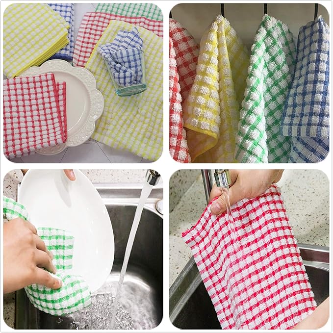 Cotton Cleaning Rags Terry Dish Cloths for Washing Dishes, Set of 8 Dish Rags for Cleaning, Light and Soft Dish Towels for Kitchen Drying Dishes, 11.8 Inch x 11.8 Inch (Teal)