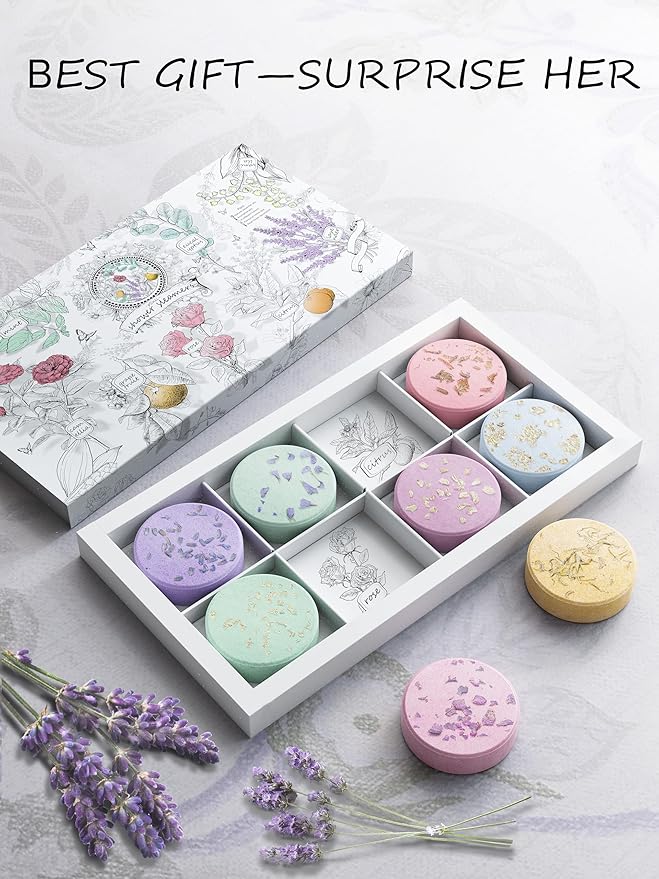 Shower Steamers – 8 Scents (Lavender, Mint, Orange, Grapefruit, Eucalyptus Mint, Camellia, Baby Powder, Rose) Aromatherapy Relaxing Spa Gifts for Women, Stocking Stuffers, Christmas Gifts