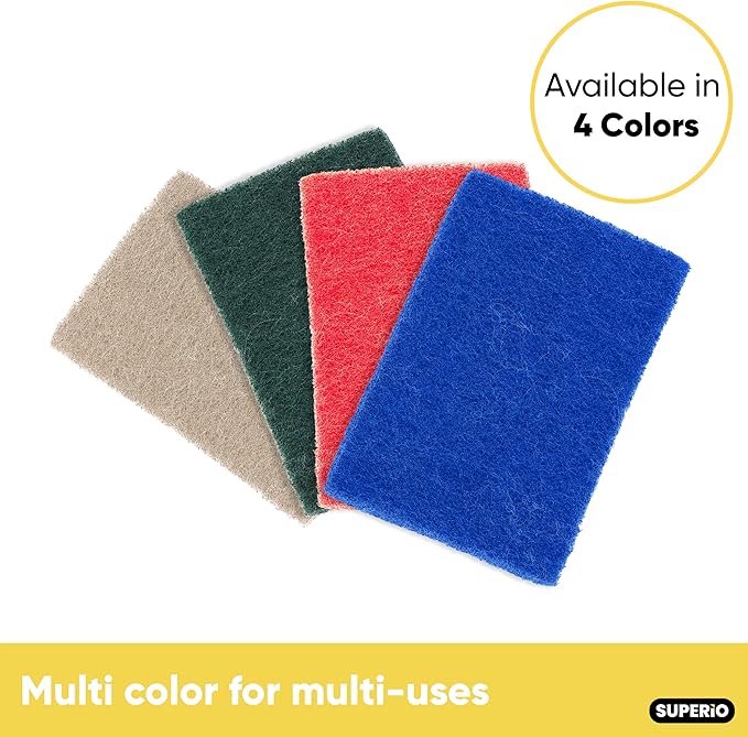 Superio Scouring Pad Non-Scratching Scrubber Non-Scratch Cleaning Scrub Pads Heavy Duty Scouring Pad Reusable Kitchen Scrubbing Pad Pack of 3 Natural