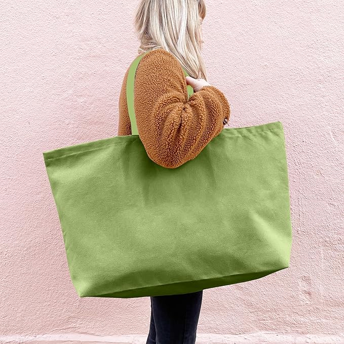 Large Canvas Tote Bag-Extra Big Shopping Beach Totes Bags Reusable Largest Grocery Plain Solid Bag 28"x8"x16"
