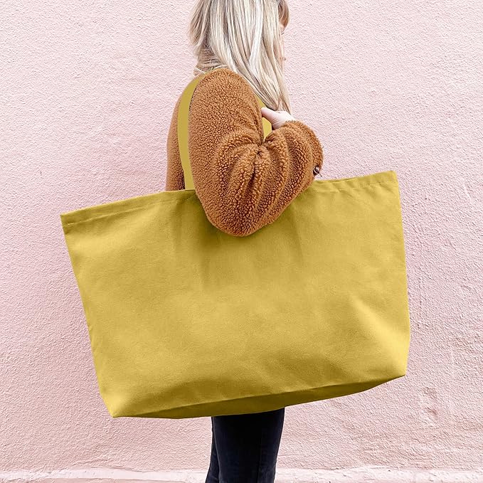 Large Canvas Tote Bag-Extra Big Shopping Beach Totes Bags Reusable Largest Grocery Plain Solid Bag 28"x8"x16"