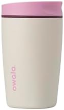 Owala SmoothSip Slider Insulated Stainless Steel Coffee Tumbler, Reusable Iced Coffee Cup, Hot Coffee Travel Mug, BPA Free 12 oz, Pink/Tan (Daybreak) by Unknown