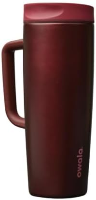 Owala SmoothSip Slider Stainless Steel Insulated Travel Mug with Handle, 100% Leak Proof, For Hot and Cold Drinks, Travel Friendly with Sliding Lock Lid, BPA Free, 24 oz, Black Cherry by Unknown