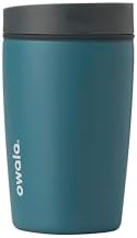 Owala SmoothSip Slider Insulated Stainless Steel Coffee Tumbler, Reusable Iced Coffee Cup, Hot Coffee Travel Mug, BPA Free 12 oz, Grey/Blue (High Dive) by Unknown