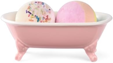 6.5" Ceramic Mini Clawfoot Bathtub Soap Dish,Bar Soap Holder,Rose - Image 2