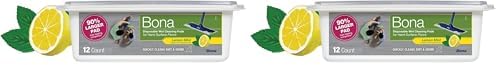 Bona® Disposable Wet Cleaning Pads for Hard-Surface Floors, Lemon Mint Scent 12 Count (Pack of 2) by Bona