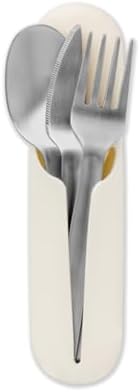 W&P Porter Stainless Steel Utensils with Silicone Carrying Case | Cream | Spoon, Fork & Knife for Meals on the Go | Portable and Compact Set by Unknown