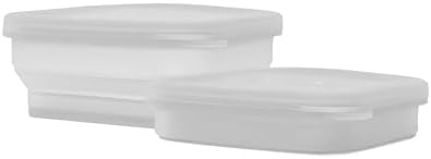 BYOB Collapsible Silicone Food Containers with Attached Lids – Reusable To-Go & Leftover Containers, Platinum Silicone, Leak-Resistant – 4 Pack (White) - Image 7
