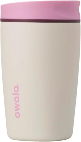 Owala SmoothSip Slider Insulated Stainless Steel Coffee Tumbler, Reusable Iced Coffee Cup, Hot Coffee Travel Mug, BPA Free 12 oz, Pink/Tan (Daybreak) (Pack of 8) by Unknown