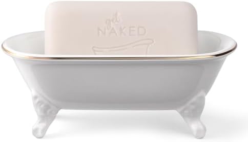 Mini Clawfoot Bathtub Soap Dish,Bar Soap Holder,White Gold Rim - Image 5
