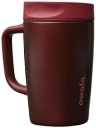 Owala SmoothSip Slider Stainless Steel Insulated Travel Mug with Handle, 100% Leak Proof, For Hot and Cold Drinks, Travel Friendly with Sliding Lock Lid, 12oz, BPA Free, Leak Proof, Black Cherry by Unknown
