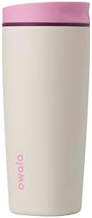 Owala SmoothSip Slider Insulated Stainless Steel Coffee Tumbler, Reusable Iced Coffee Cup, Hot Coffee Travel Mug, BPA Free 20 oz, Pink/Tan (Daybreak) by Unknown