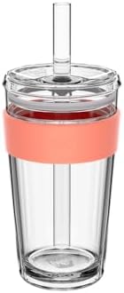 KeepCup Cold Cup - Longplay Double wall Glass Ice Coffee Tumbler with Lid and Straw - 16oz (454ml) - Californian Shrimp by KeepCup