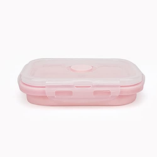 CCyanzi 3piece Collapsible Food Storage Containers with Lids, Silicone Lunch Container, Microwave & Freezer Safe, Space Saving for Kitchen Cabinet and Camping Backpack,(pink) - Image 7
