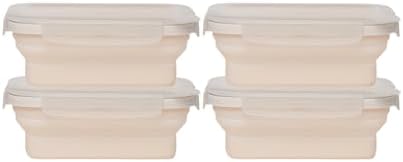 Drip EZ Secondz Collapsible Food Storage Containers – Set of 4, Space-Saving Airtight Meal Prep & Leftover Containers – Microwave, Freezer & Dishwasher Safe, BPA-Free, Locking Lids – Sandstone by DripEZ