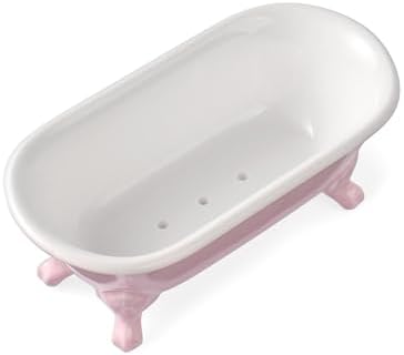 6.5" Ceramic Mini Clawfoot Bathtub Soap Dish,Bar Soap Holder,Pink - Image 5