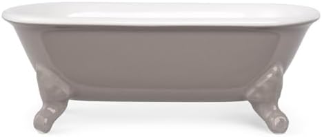 6.5" Ceramic Mini Clawfoot Bathtub Soap Dish,Bar Soap Holder,Taupe - Image 5
