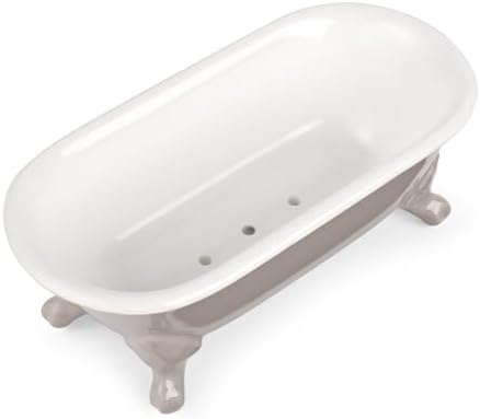 6.5" Ceramic Mini Clawfoot Bathtub Soap Dish,Bar Soap Holder,Taupe - Image 4
