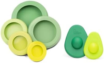 Food Huggers Zero Waste Starter Kit - (7 Pieces) - Reusable Silicone Food Savers Sage Green (Set of 5) + Avocado Hugger Avocado Saver Covers (Set of 2), Keeps Food Fresh, Dishwasher Safe - Image 2