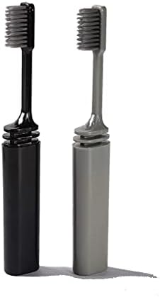 COOL & FRESH Bamboo Charcoal Folding Toothbrush for Travel Camping Holidays 2 Pack by COOL+%26+FRESH