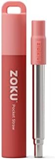 Zoku Reusable Metal Straw with Case, Collapsible Travel Straw - Red by ZOKU