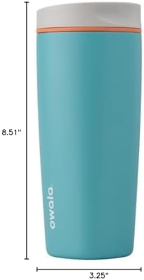 Owala SmoothSip Slider Insulated Stainless Steel Coffee Tumbler, Reusable Iced Coffee Cup, Hot Coffee Travel Mug, BPA Free 20 oz, Grey/Blue (Beachy Breeze) - Image 5