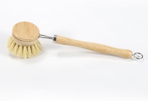Long Handle Replaceable Head Pot Brush, Bamboo and Wood dishwashing Brush Set (2 Packs) - sisal/Mixed Brown Cleaning Brush, Suitable for Non Stick pots, Plates, Cups, etc by Unknown