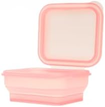 BYOB Collapsible Silicone Food Containers with Attached Lids – Reusable To-Go & Leftover Containers, Platinum Silicone, Leak-Resistant – 2 Pack (Eco Rose Boxes) - Image 2