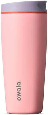 Owala SmoothSip Slider Insulated Stainless Steel Coffee Tumbler, Reusable Iced Coffee Cup, Hot Coffee Travel Mug, BPA Free 20 oz, Sugar High by Unknown