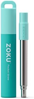 Zoku Reusable Metal Straw with Case, Collapsible Travel Straw - Teal by ZOKU