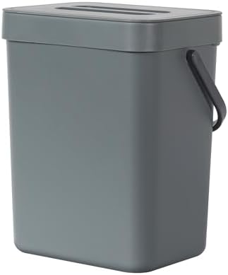 EKO Puro Mini Wall-Mounted Kitchen Trash Can with Lid Food Waste Caddy, 0.79 Gal / 3L (Grey) by Unknown
