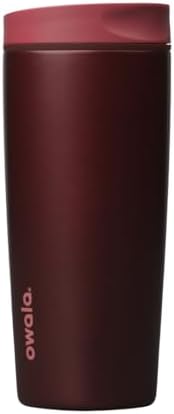 Owala SmoothSip Slider Insulated Stainless Steel Coffee Tumbler, Reusable Iced Coffee Cup, Hot Coffee Travel Mug, BPA Free 20 oz, Black Cherry by Unknown