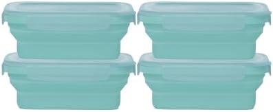 Drip EZ Secondz Collapsible Food Storage Containers – Set of 4, Space-Saving Airtight Meal Prep & Leftover Containers – Microwave, Freezer & Dishwasher Safe, BPA-Free, Locking Lids – Ice Blue by DripEZ