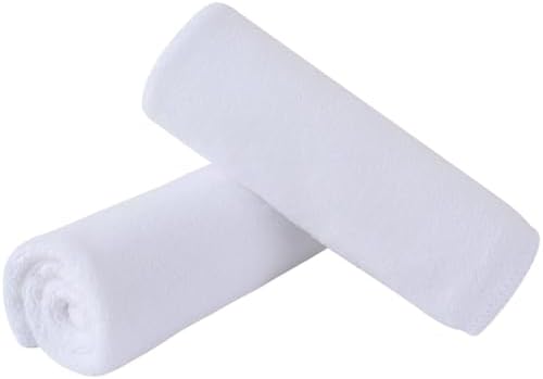 SINLAND Microfiber Facial Cloths Fast Drying Washcloth 12inch x 12inch White 2 pack by SINLAND