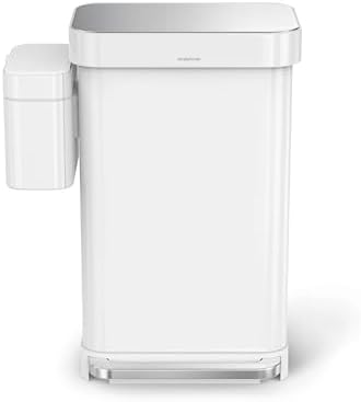simplehuman Compost Caddy, 4L / 1.1 Gallon Countertop Kitchen Compost Bin with Magnetic Dock for Trash Can, Soft-Seal Lid, Removable Inner Bucket, White Steel - Image 5