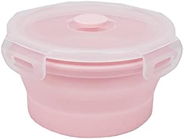 CCyanzi 3piece Round Collapsible Bowl with Lids, Silicone Food Storage Containers, Microwave & Freezer Safe, Space Saving for Kitchen Cabinet and Camping Backpack,(Pink) - Image 4
