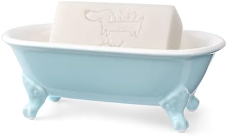 6.5" Mini Clawfoot Bathtub Soap Dish,Bar Soap Holder,Baby Blue by NEWHENGS