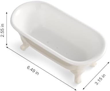 6.5" Ceramic Mini Clawfoot Bathtub Soap Dish,Bar Soap Holder,Beige - Image 4