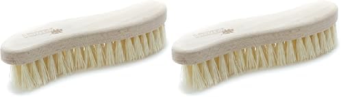 Konex Heavy Duty Scrub Brush - Old-Fashioned Wooden Design, Curved for Bathtubs, Wall and Floor Tiles - S-Shaped for Grime and Mildew Removal (Pack of 2) by Konex