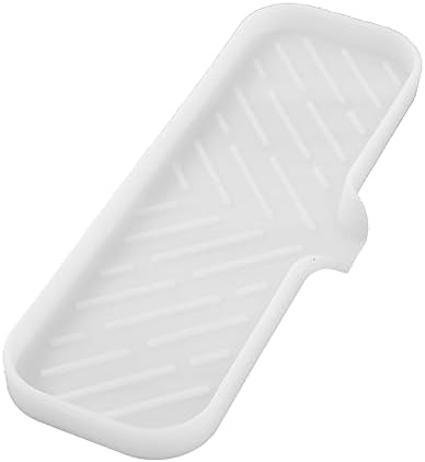 MicoYang Silicone Soap Dish with Drain Spout — Self-Draining Double Sink Organizer Tray for Kitchen & Bath, Dispensers, Sponges & Soap Holder, Non-Slip & Dishwasher Safe, Translucent (Large, 12"×4") by MicoYang