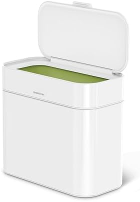 simplehuman Compost Caddy, 4L / 1.1 Gallon Countertop Kitchen Compost Bin with Magnetic Dock for Trash Can, Soft-Seal Lid, Removable Inner Bucket, White Steel - Image 4